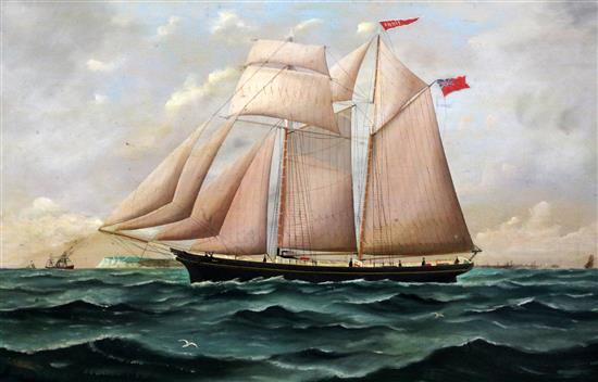 John Fannen (fl. 1880-1905) Portrait of the brigantine Annie, unframed, 22 x 34in.